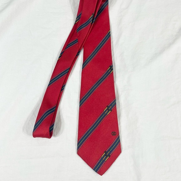 VTG Gucci Mens Red Designer Made In Italy Silk Tie - Picture 5 of 9